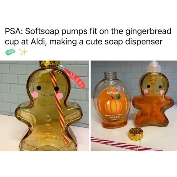 2 Aldi Gingerbread Man Ornament Sipper Cup Glass Bearista Christmas 2025 Viral - Picture 3 of 7